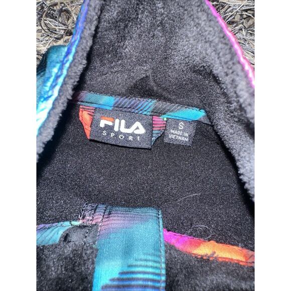 FILA VTG 80's Women's Velour Track Sport Jacket Full Zip Black Multicolor Sz S - Picture 5 of 7